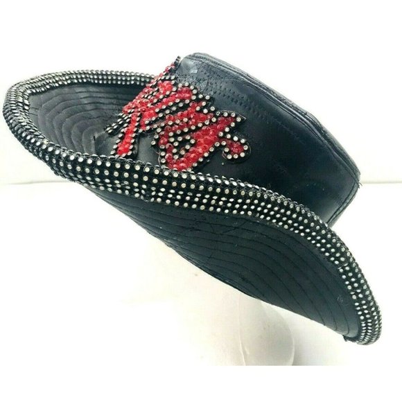 Nebraska Corn Huskers Genuine Leather Black Patched Cowboy Hat Size XL